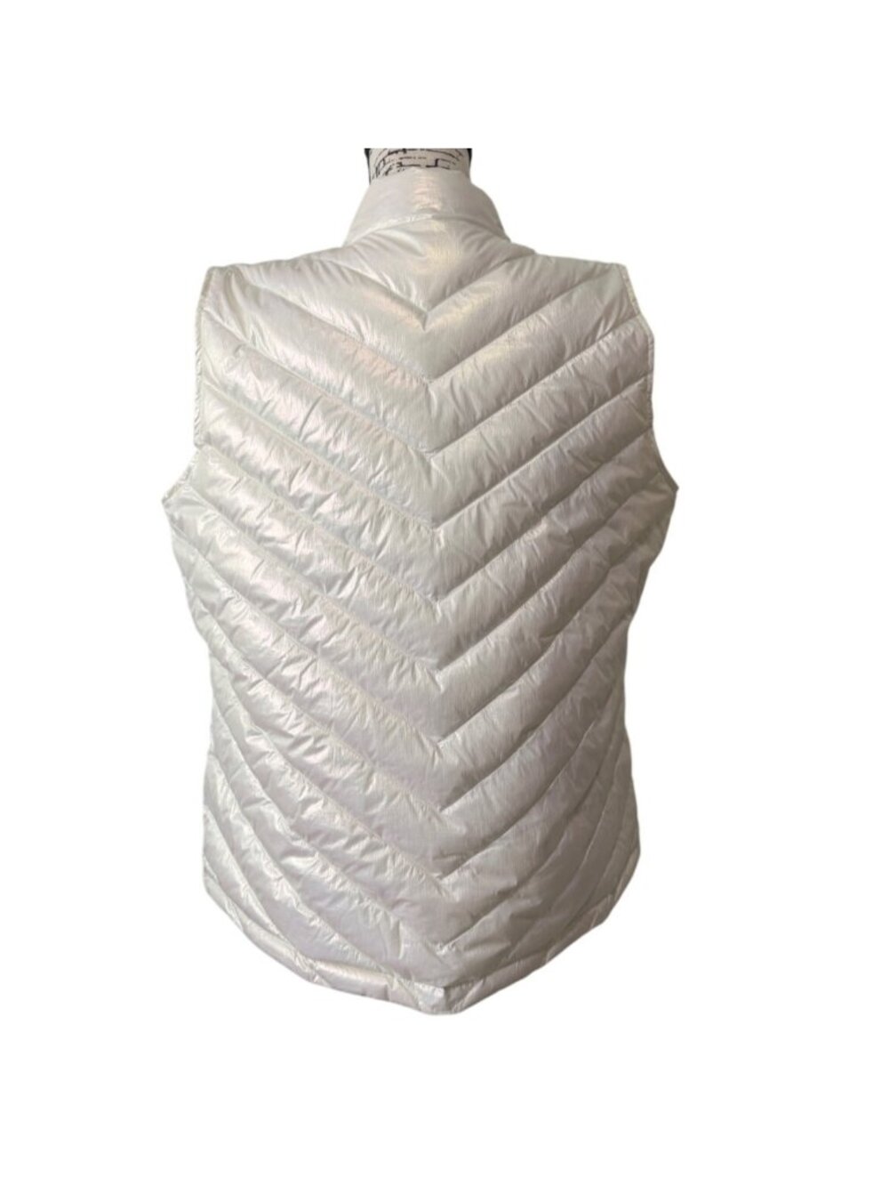 J. McLaughlin Women XL Goose Down Puffer Vest Lightweight Iridescent Ivory JMcL - Picture 3 of 7